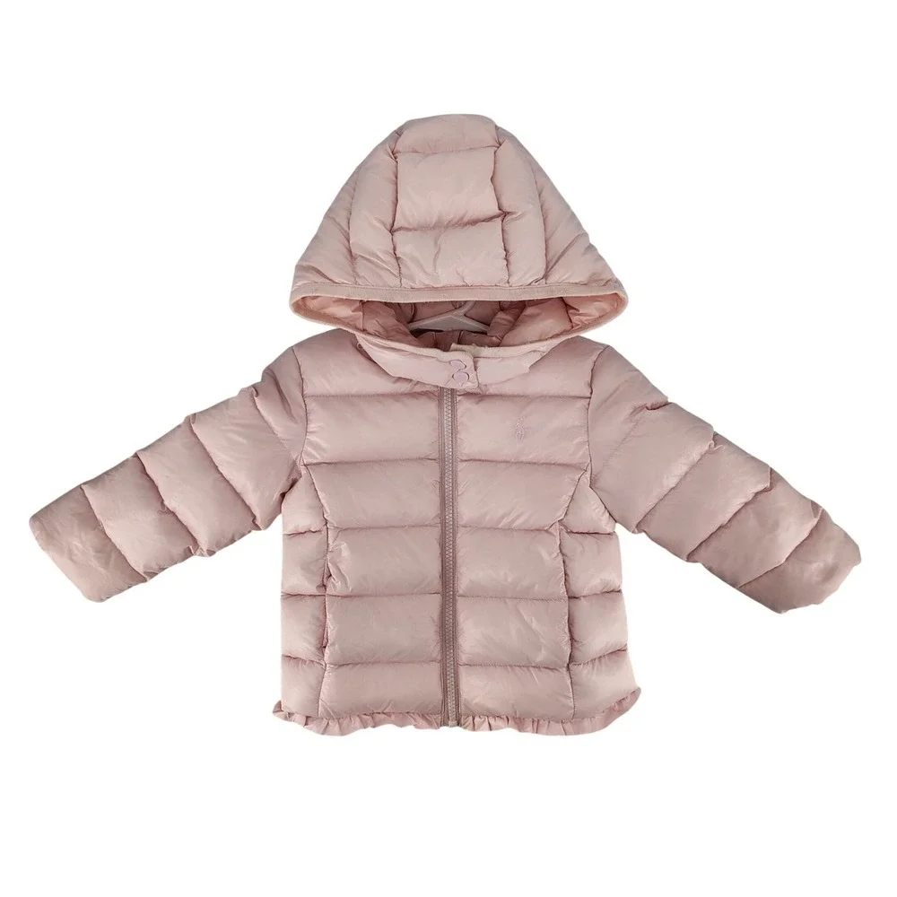 Ralph Lauren Toddler Girls Puffer Jacket Coat 24M Pink Down‎ Filled Hooded Zip